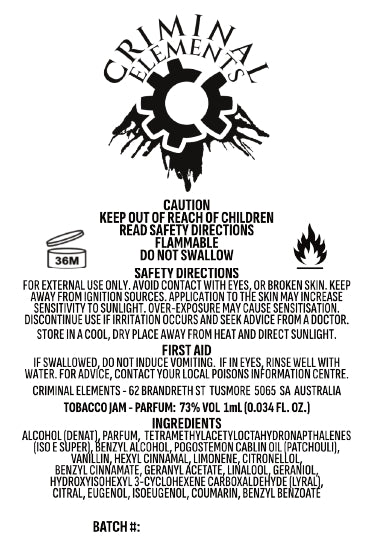 Criminal Elements Tobacco Jam Unisex Parfum